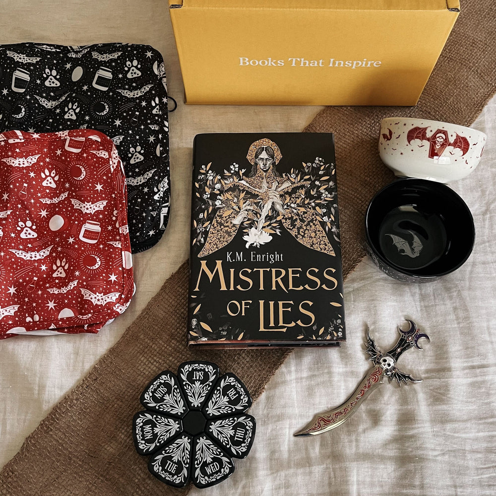 Mistress of Lies by K. M. Enright full box (Illumicrate 'Look What You Made Me Do' exclusive)